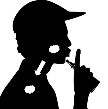 E-Zigaretten auf Lunge Backe, hier strömt der Dampf zuerst in den Mund und dann mit Stopp in die Lunge